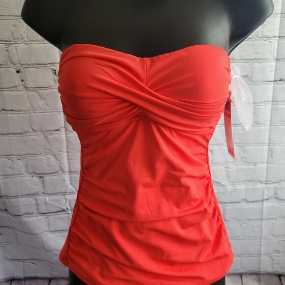 Anne Cole Twist-Front Ruched Tankini Top - Picture 1 of 6